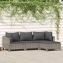 Voir la diapositive 1 : VIDAXL Salon de jardin 4 pcs avec coussins Gris Resine tressee