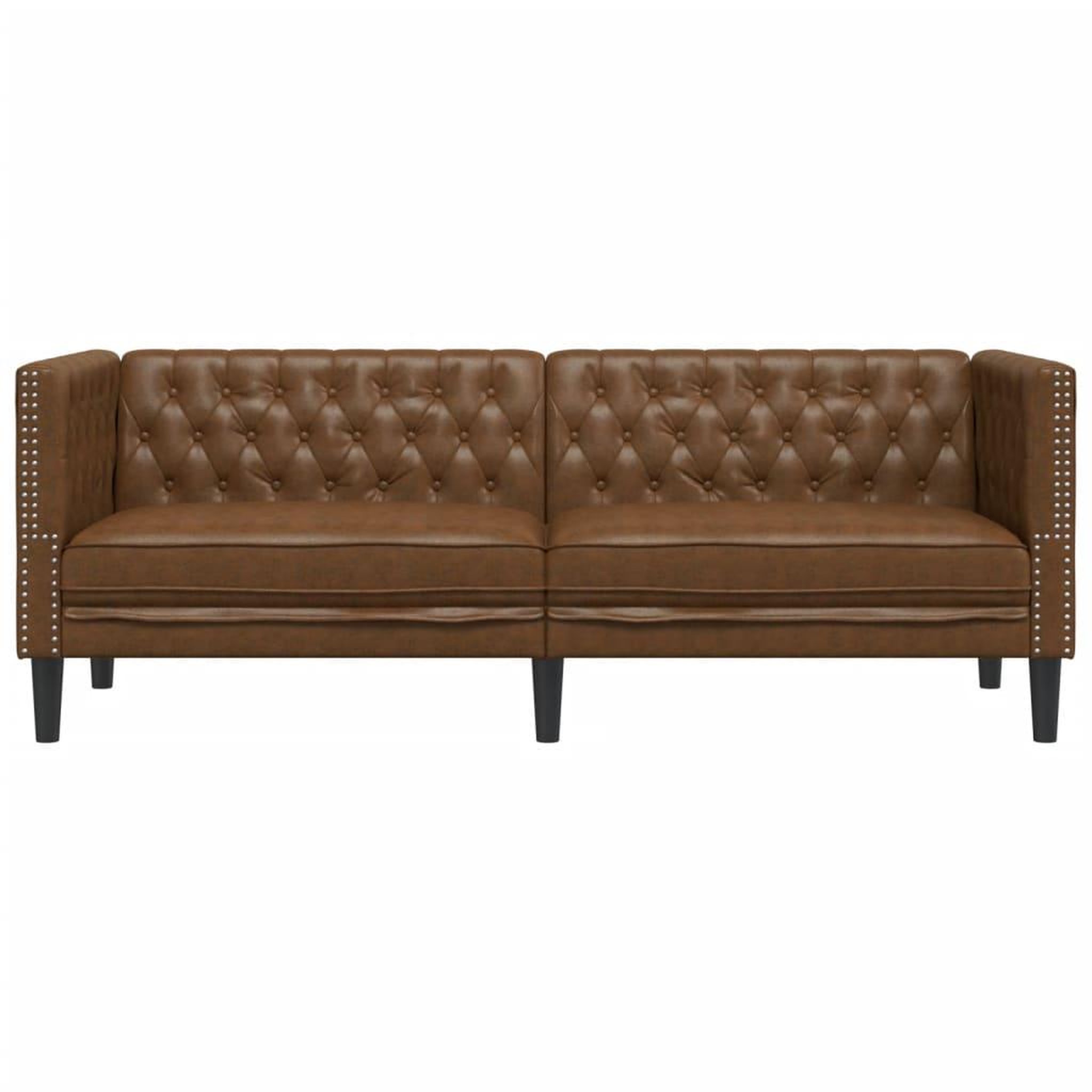 Voir la diapositive 4 : VIDAXL Canape a 3 places Chesterfield marron similicuir daim