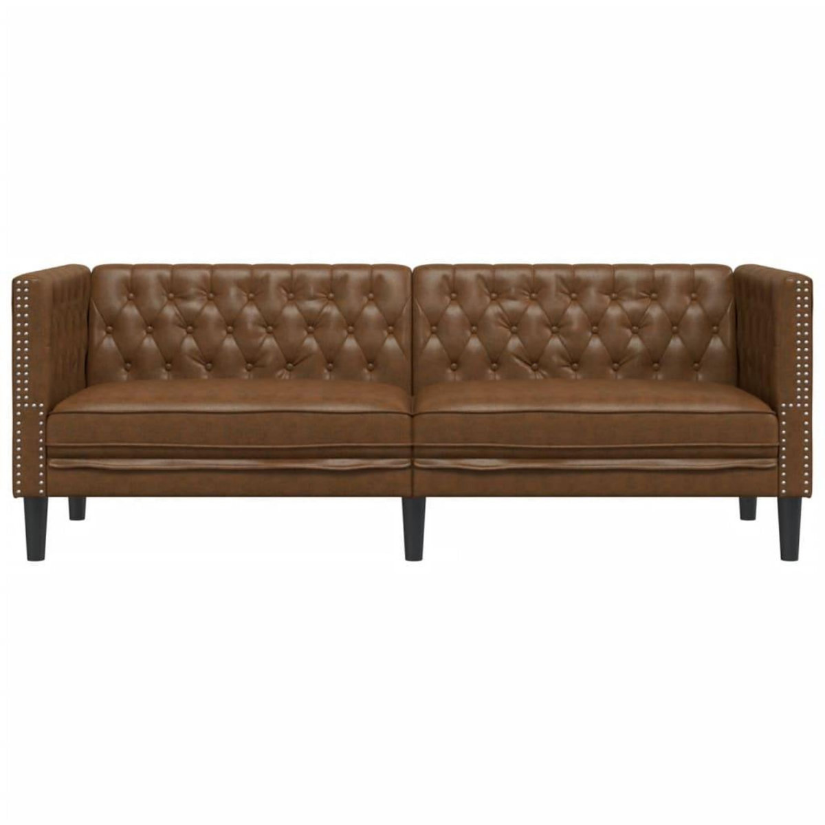 VIDAXL Canape a 3 places Chesterfield marron similicuir daim