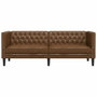 Voir la diapositive 4 : VIDAXL Canape a 3 places Chesterfield marron similicuir daim