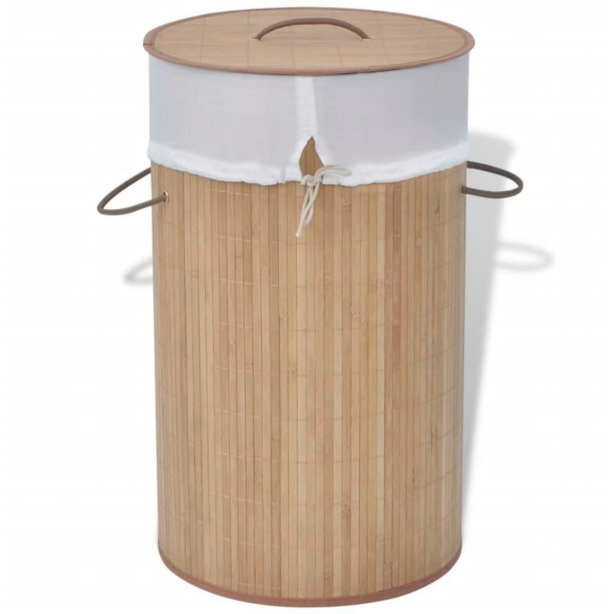 VIDAXL Panier a linge rond Bambou naturel