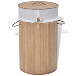 VIDAXL Panier a linge rond Bambou naturel