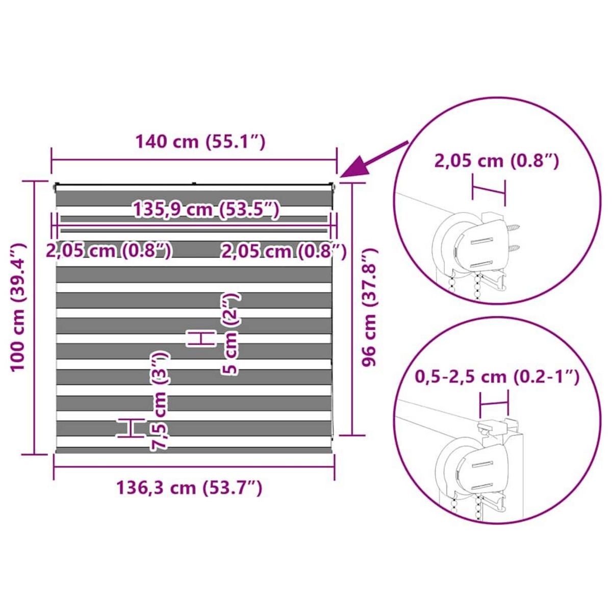 VIDAXL Store zebre beige marbre largeur du tissu 135,9 cm polyester