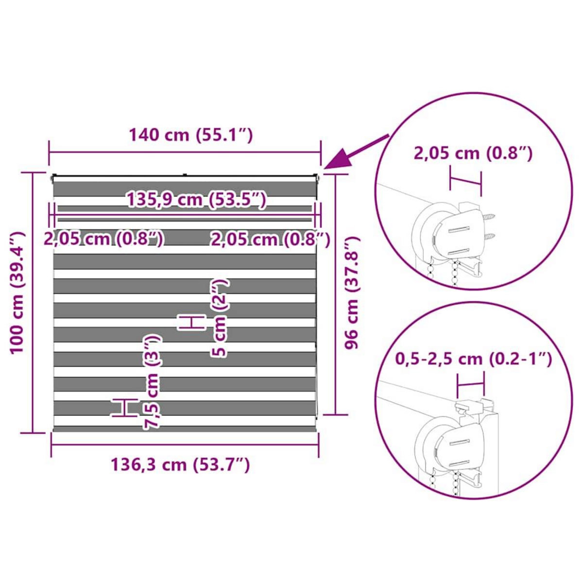 VIDAXL Store zebre beige marbre largeur du tissu 135,9 cm polyester
