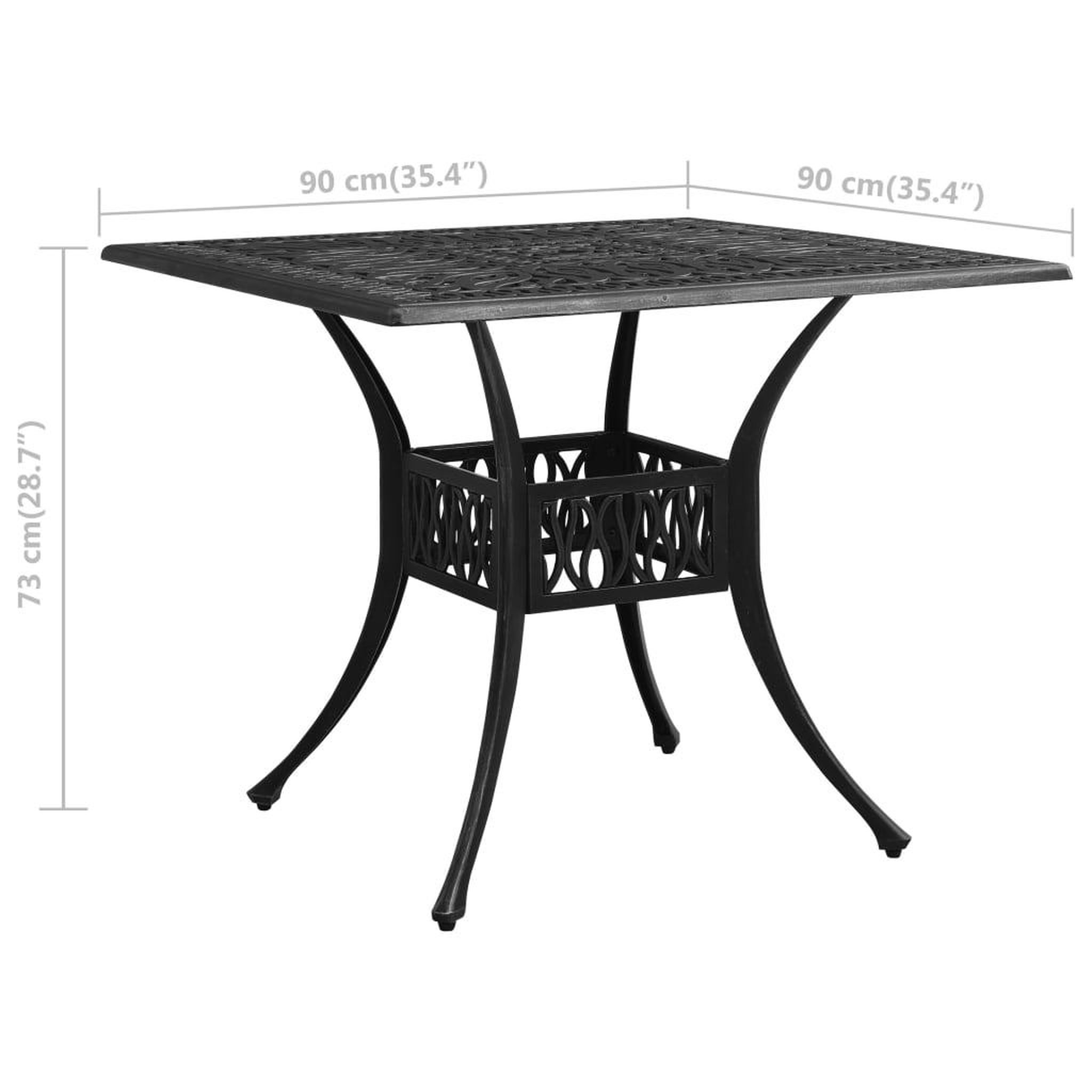 Voir la diapositive 6 : VIDAXL Table de jardin Noir 90x90x73 cm Aluminium coule