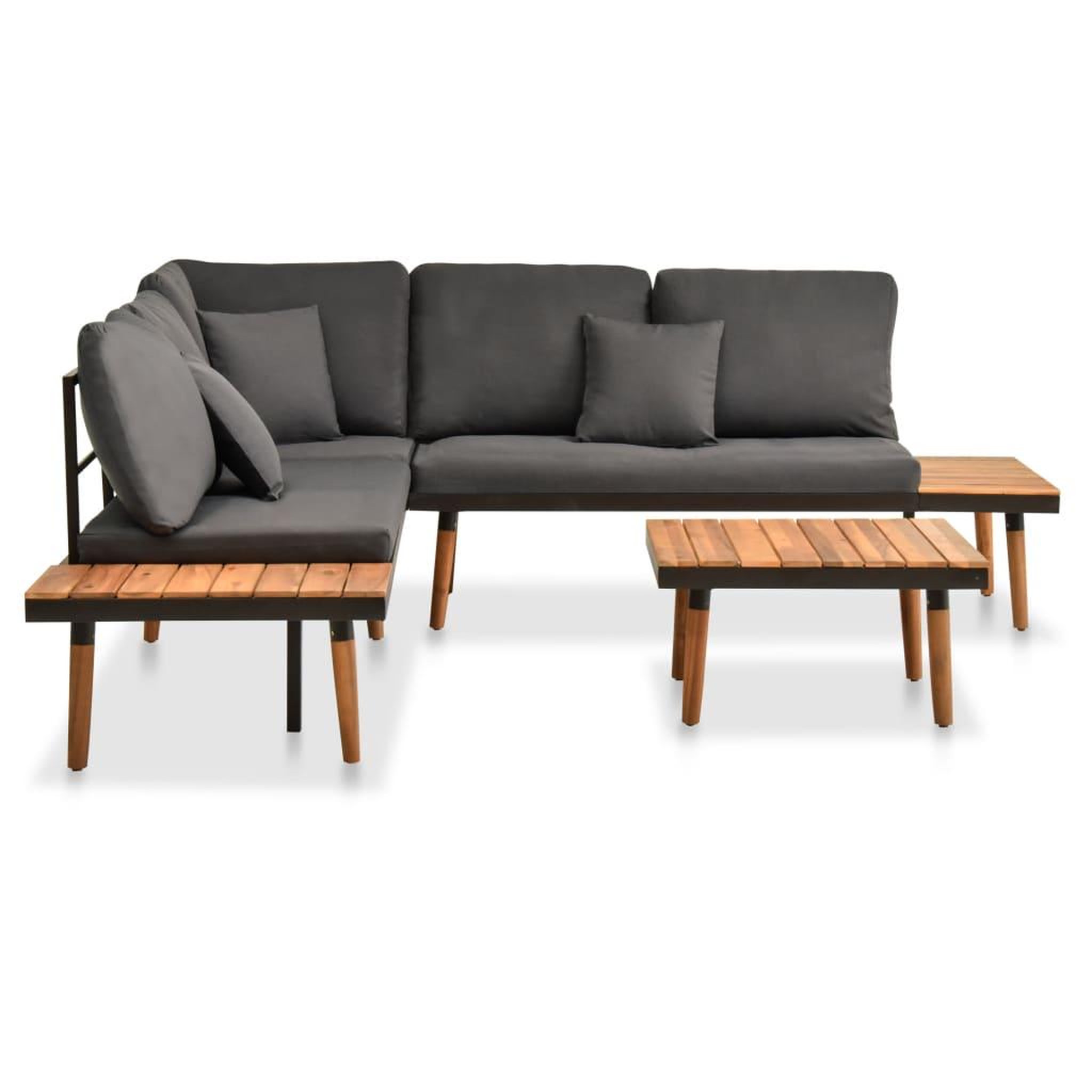 Voir la diapositive 2 : VIDAXL Salon de jardin 4 pcs avec coussins bois d'acacia solide