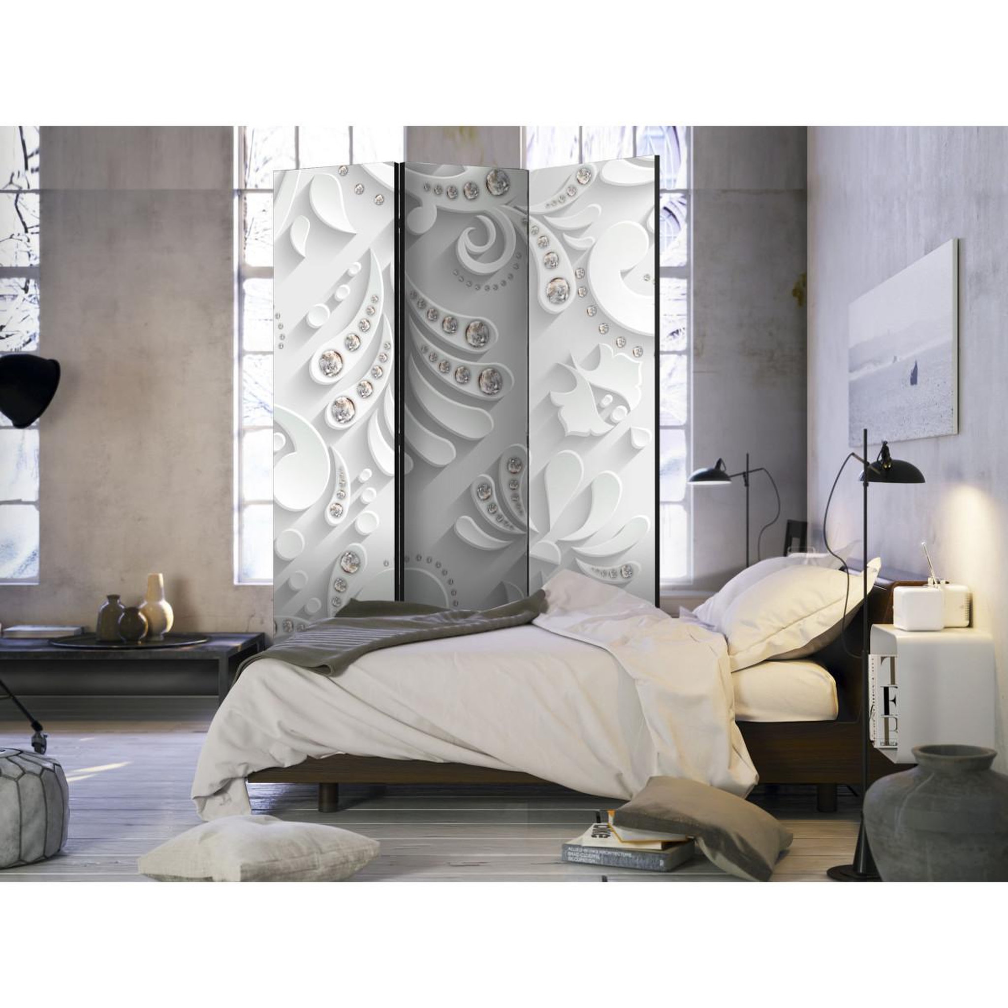 Voir la diapositive 2 : Paris Prix Paravent 3 volets  flowers in crystals  135x172cm