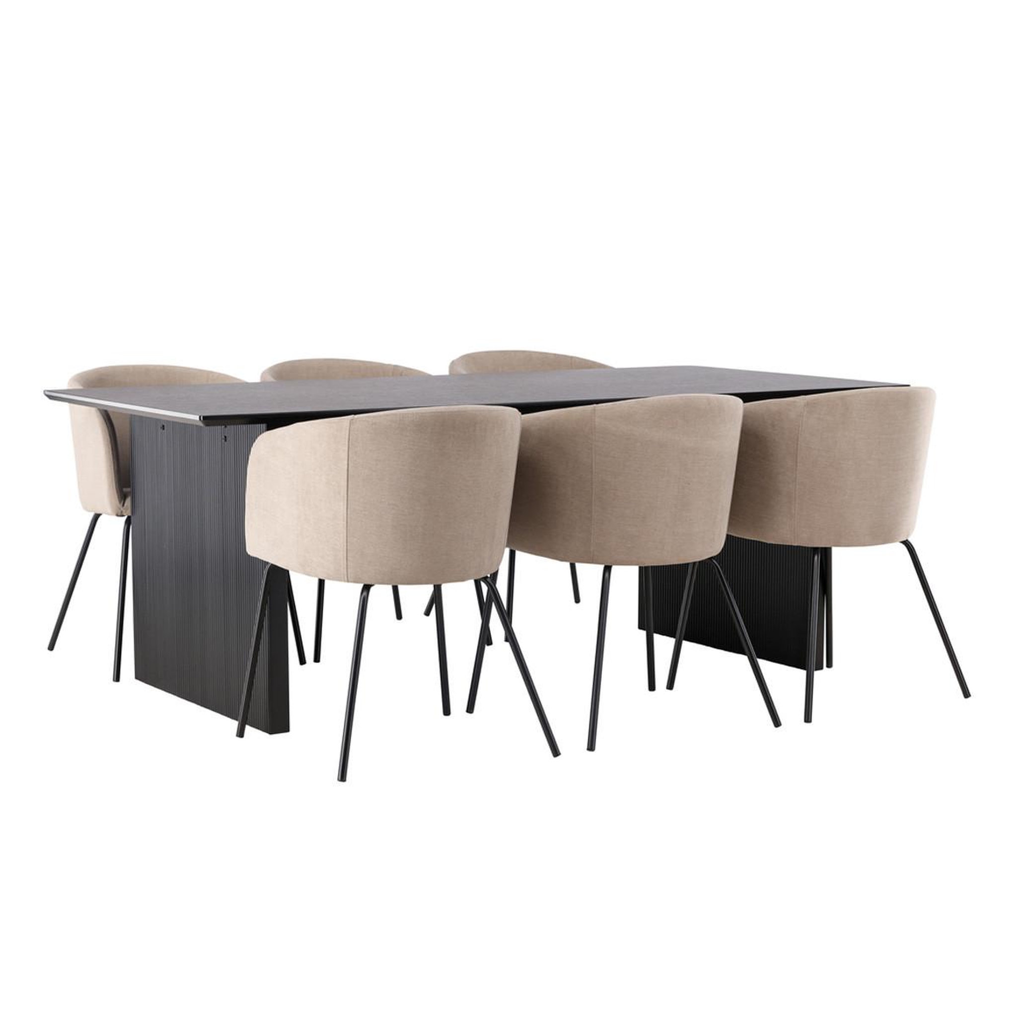 Paris Prix Ensemble table à manger & 6 chaises  vail & berit  200cm noir & beige