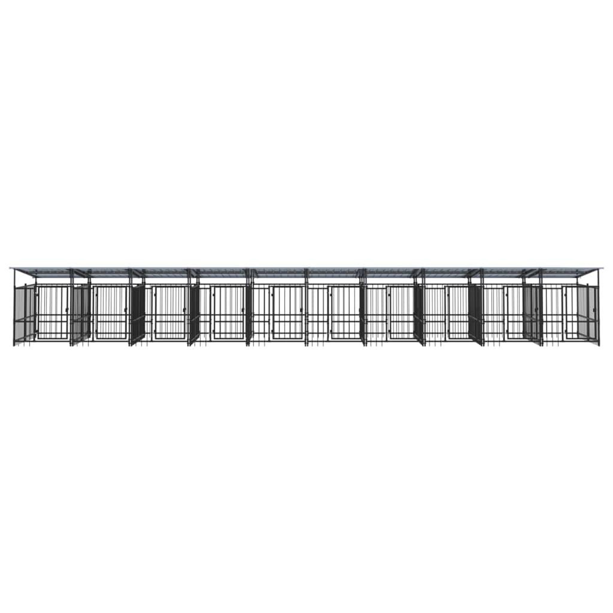 Voir la diapositive 3 : VIDAXL Chenil d'exterieur avec toit pour chiens Acier 18,77 m²