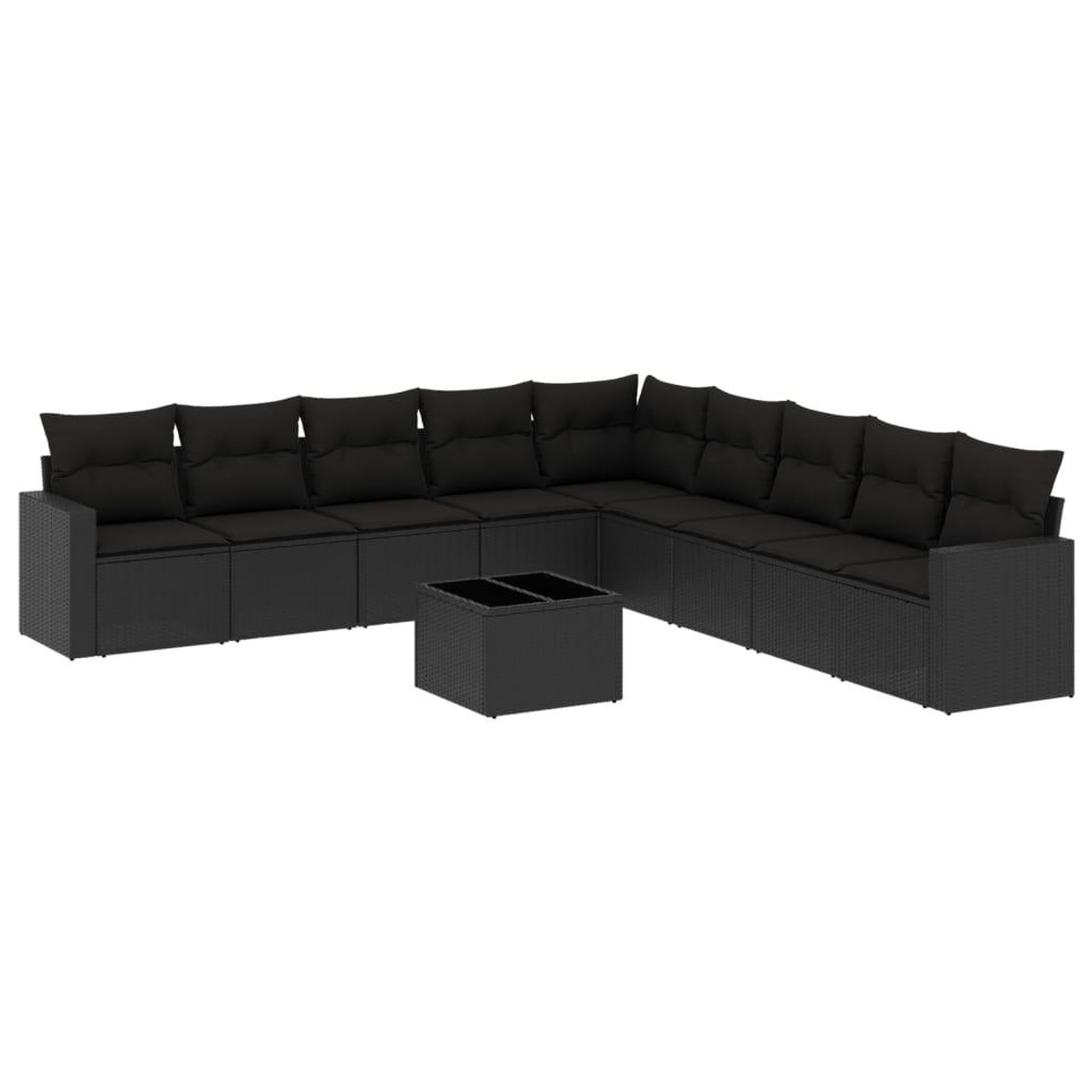 Voir la diapositive 2 : VIDAXL Salon de jardin 10 pcs avec coussins noir resine tressee