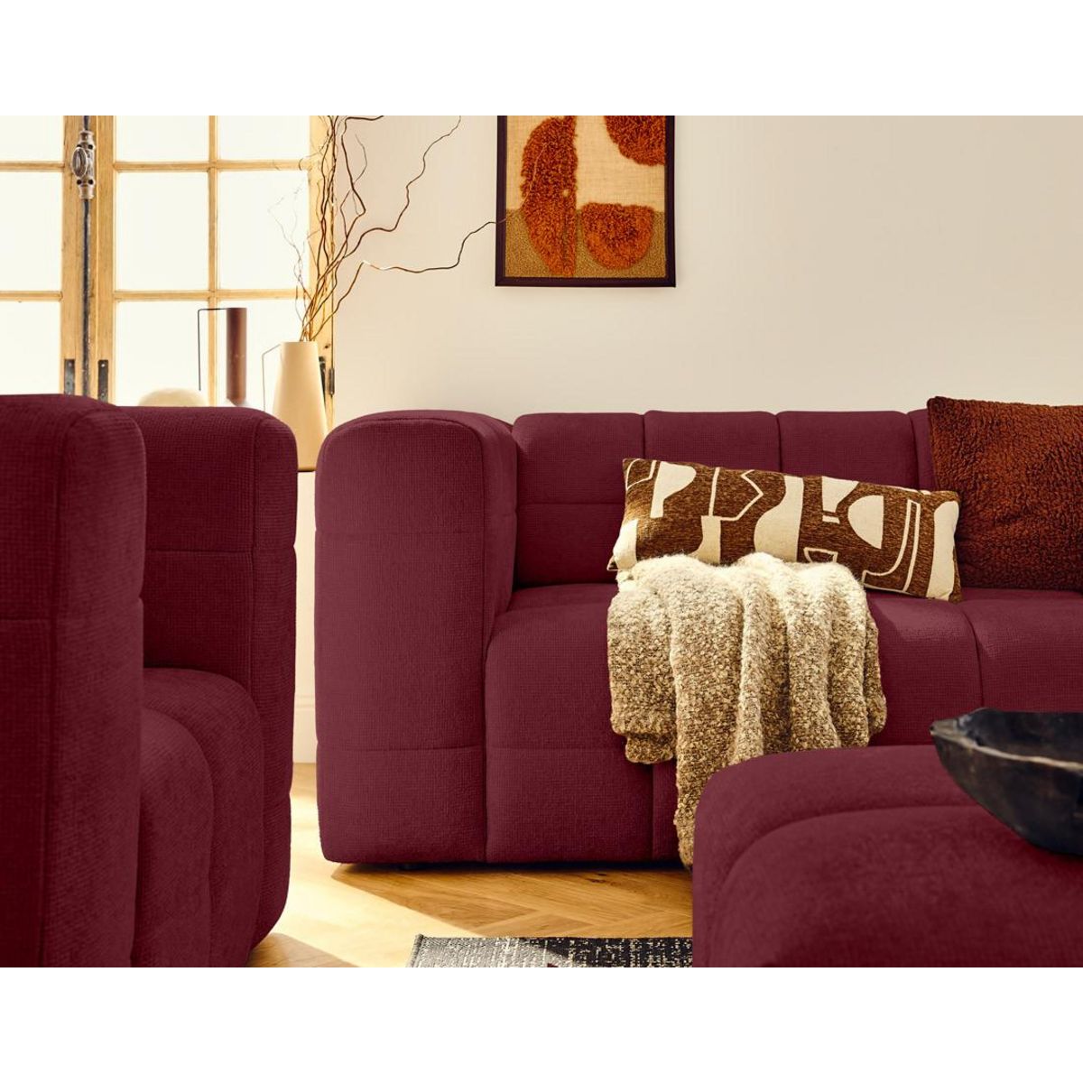 LISA DESIGN Suzano - canapé droit 2 places en tissu texturé