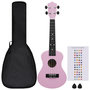 Voir la diapositive 2 : VIDAXL Jeu de ukulélé soprano avec sac pour enfants Rose 23