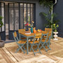 Voir la diapositive 3 : SWEEEK Table de jardin acacia avec coins arrondis, 6 chaises, 120 x 80 x 75 cm