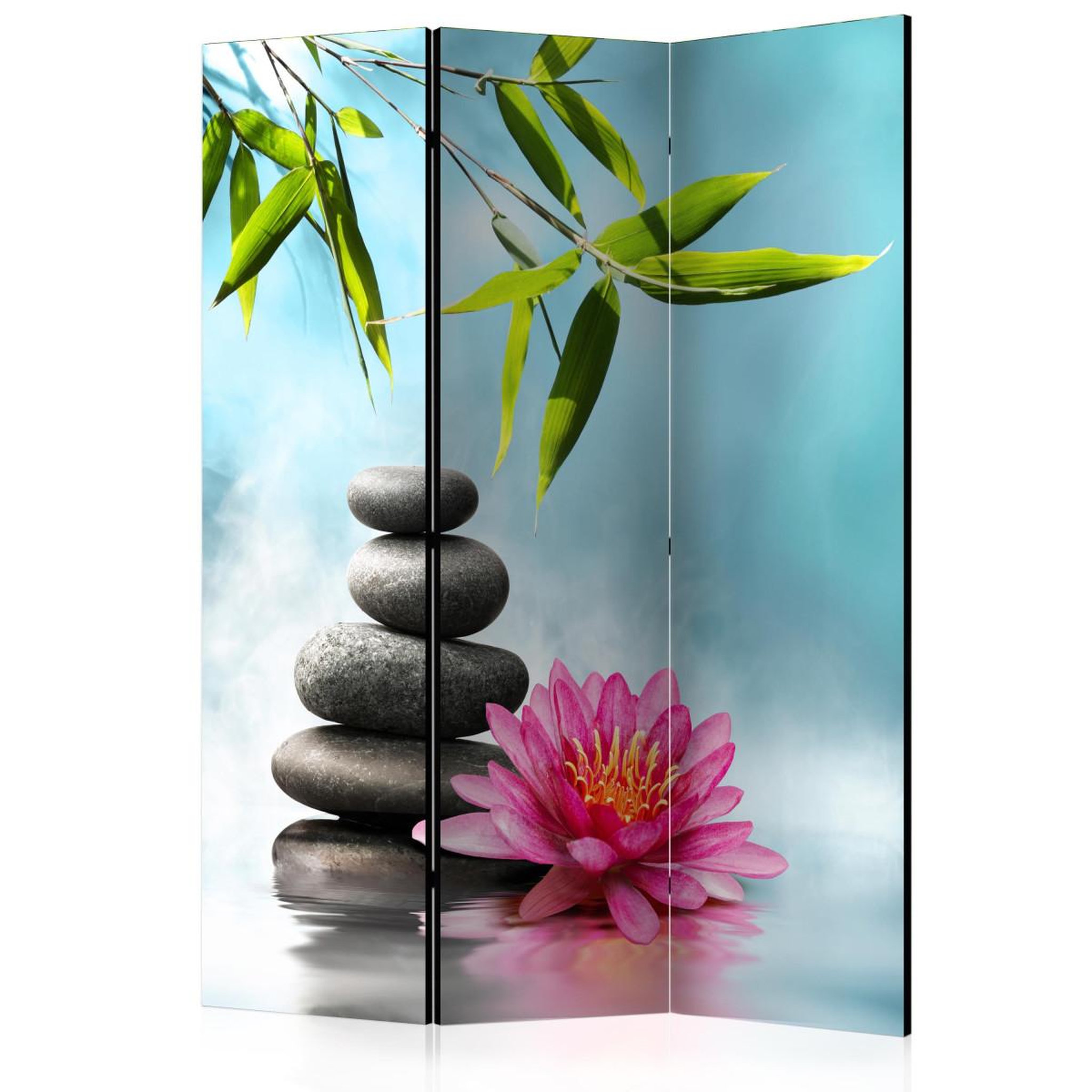 Paris Prix Paravent 3 volets  water lily & zen stones  135x172cm