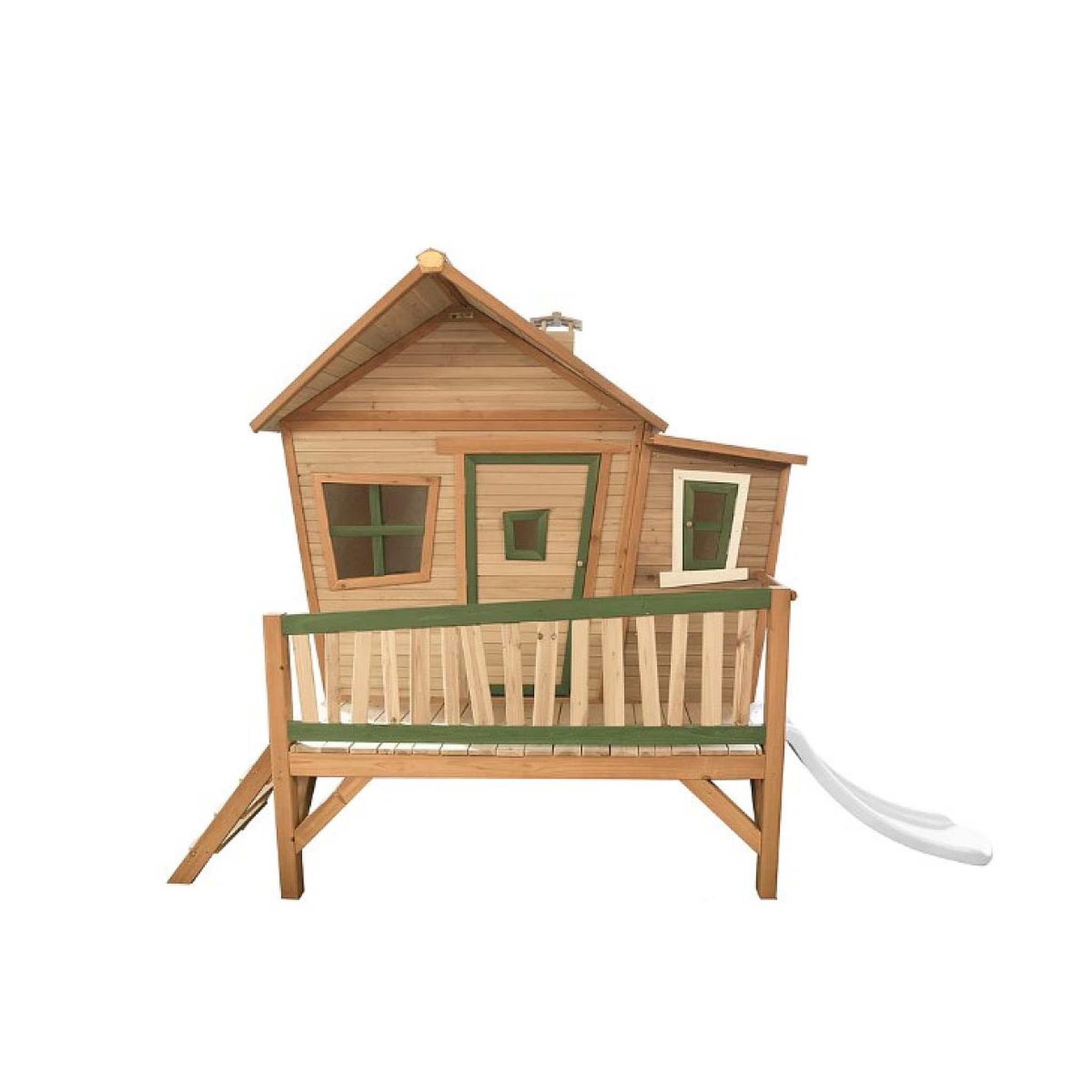 Axi House Maisonnette Emma marron-vert toboggan blanc