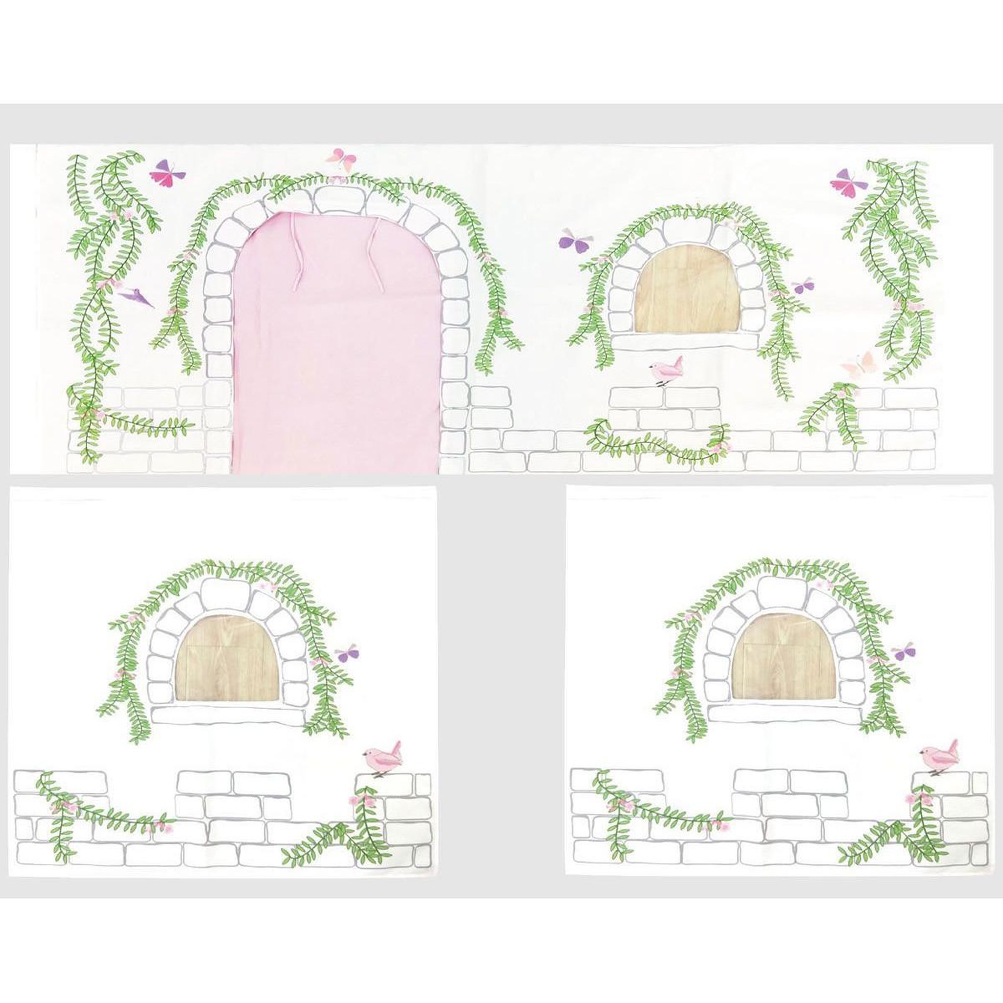 Voir la diapositive 5 : Paris Prix Pack - lit enfant toboggan, tente, tunnel & 3 pochettes  pino birdy  blanc