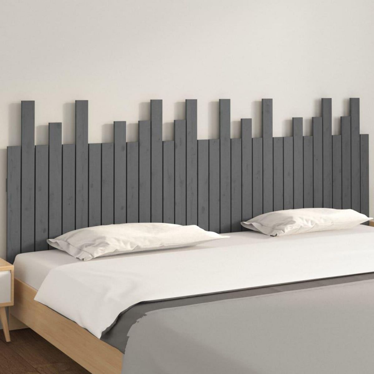 VIDAXL Tete de lit murale Gris 204x3x80 cm Bois massif de pin