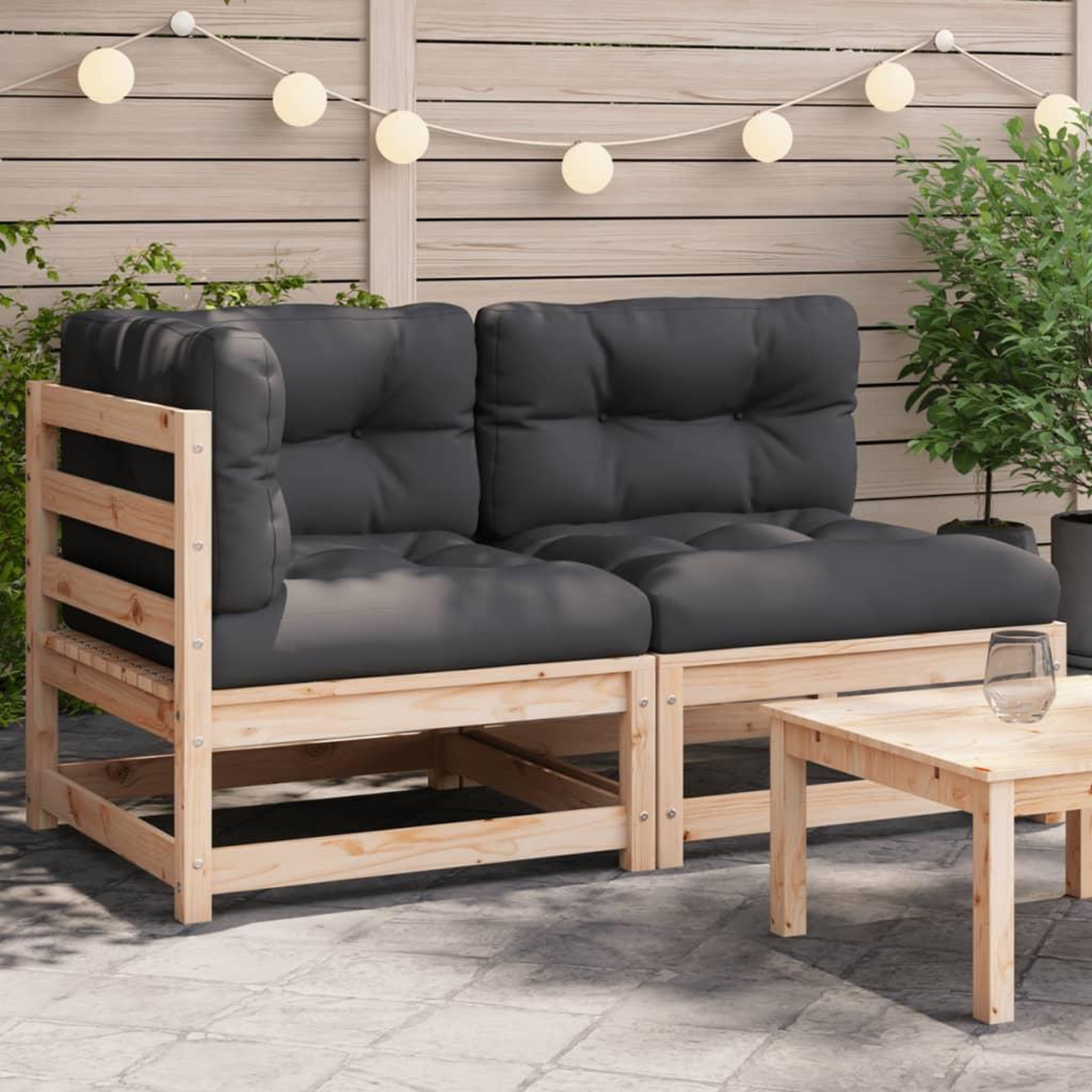 VIDAXL Canape de jardin avec coussins 2 places bois de pin massif