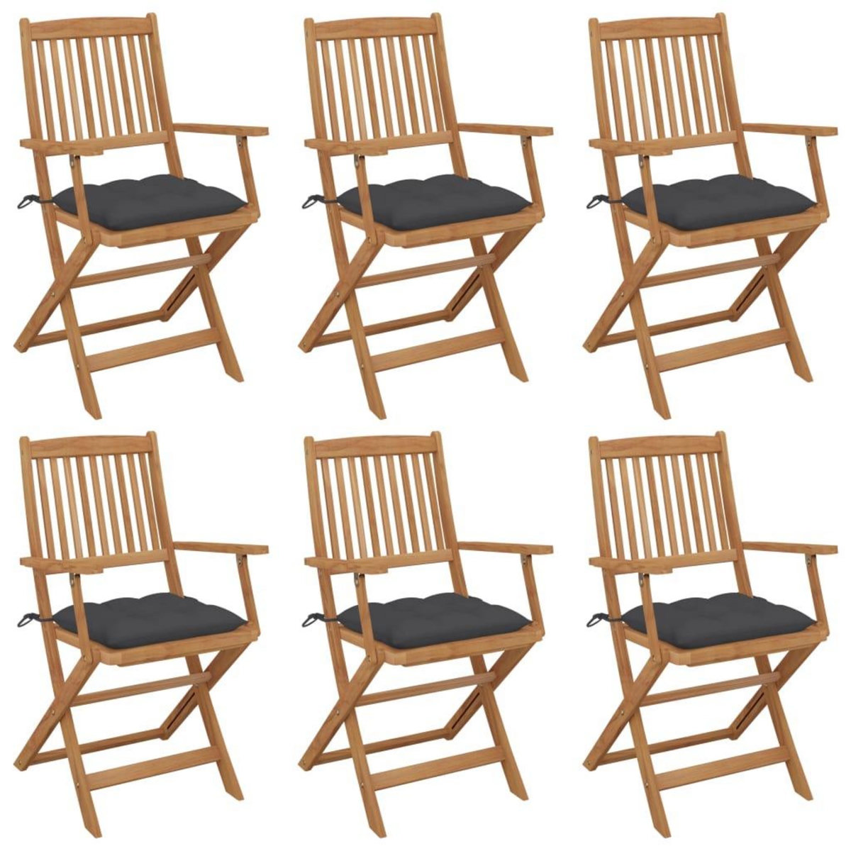 VIDAXL Chaises pliables de jardin lot de 6 avec coussins Bois d'acacia