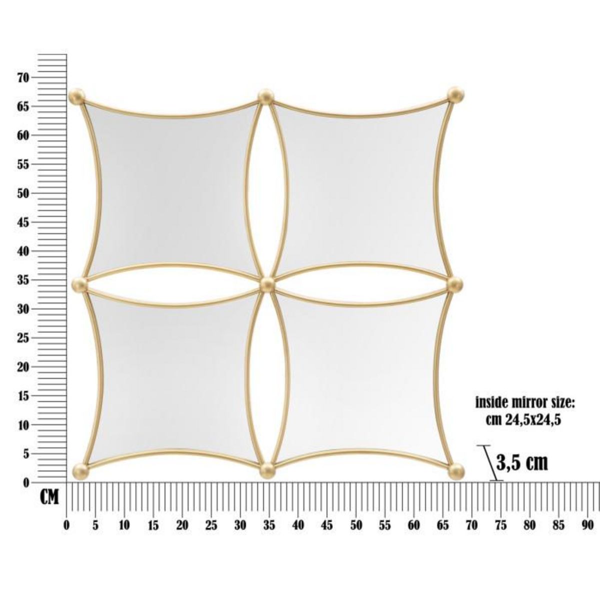 Paris Prix Miroir Mural Composition Déco  Jalo  68cm Or