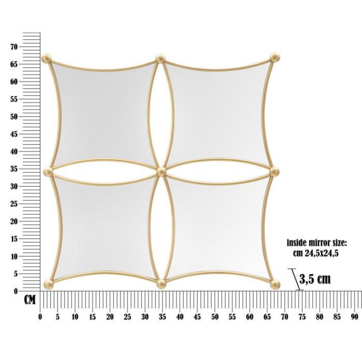 Paris Prix Miroir Mural Composition Déco  Jalo  68cm Or