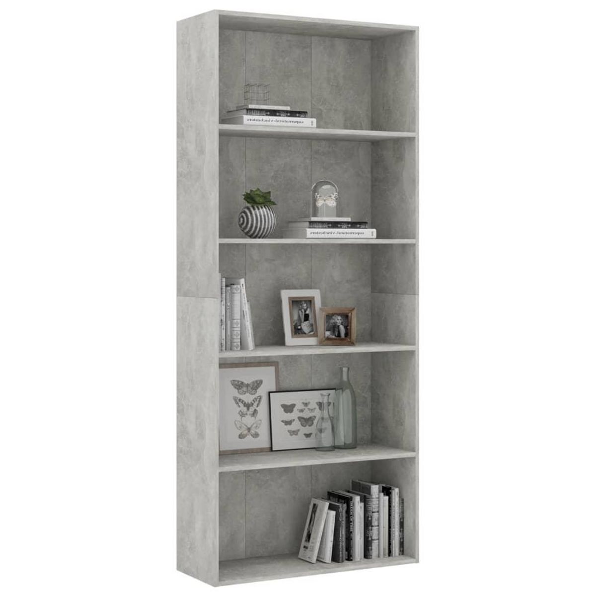 VIDAXL Bibliotheque a 5 niveaux Gris beton 80x30x189cm Bois ingenierie