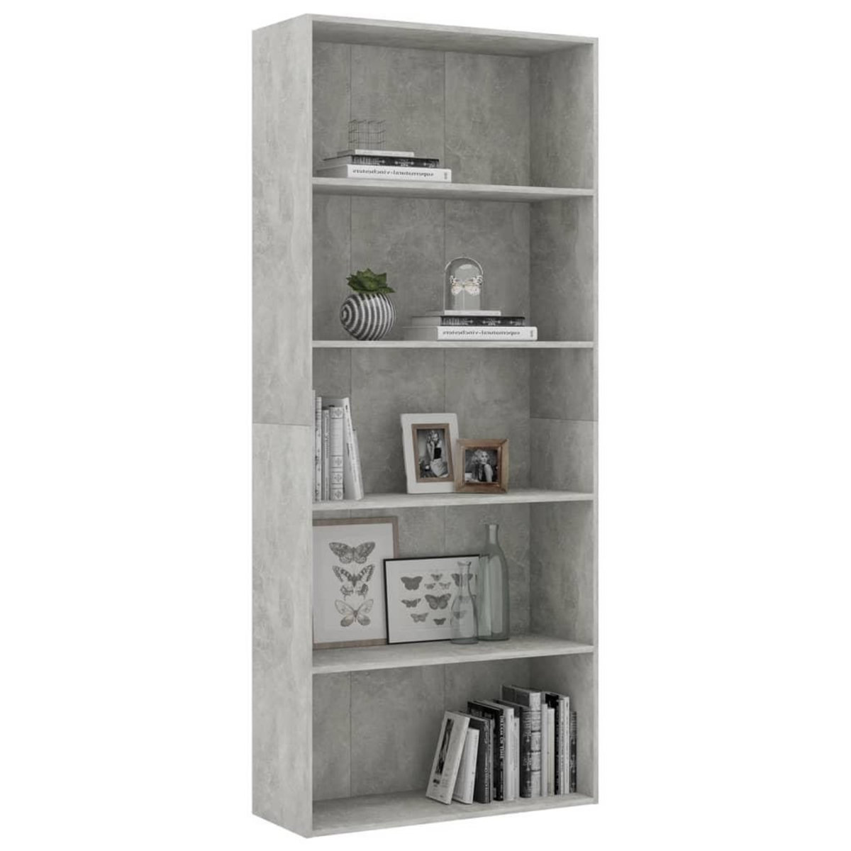VIDAXL Bibliotheque a 5 niveaux Gris beton 80x30x189cm Bois ingenierie