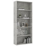 Voir la diapositive 3 : VIDAXL Bibliotheque a 5 niveaux Gris beton 80x30x189cm Bois ingenierie