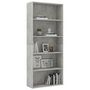 Voir la diapositive 3 : VIDAXL Bibliotheque a 5 niveaux Gris beton 80x30x189cm Bois ingenierie