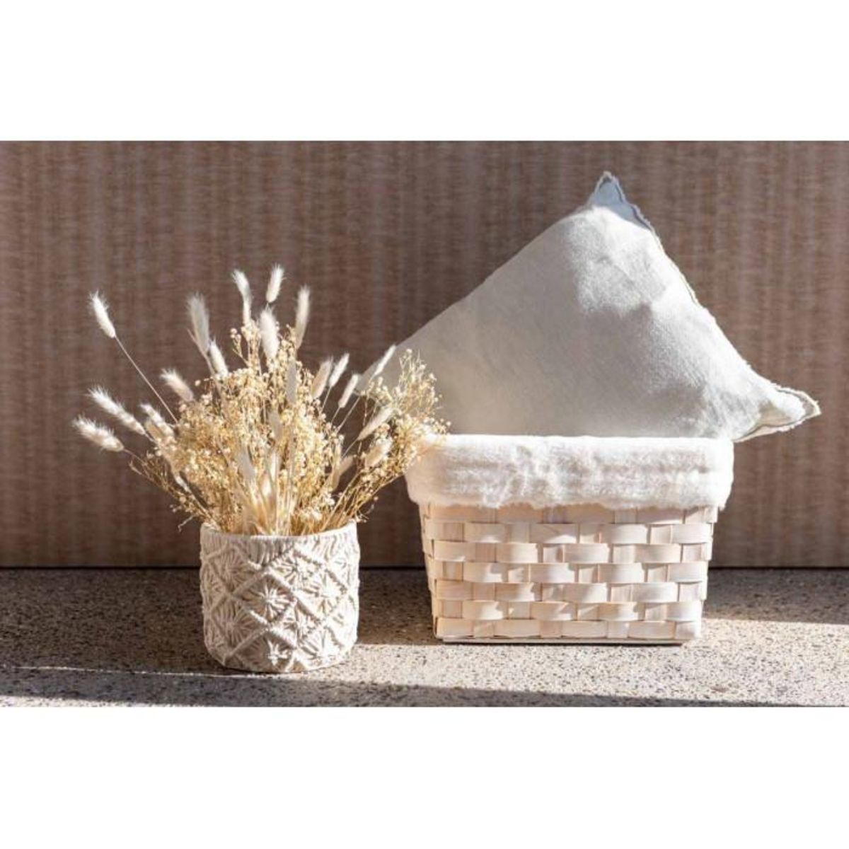 Paris Prix Lot de 2 Paniers  Imitation Fourrure  42cm Naturel