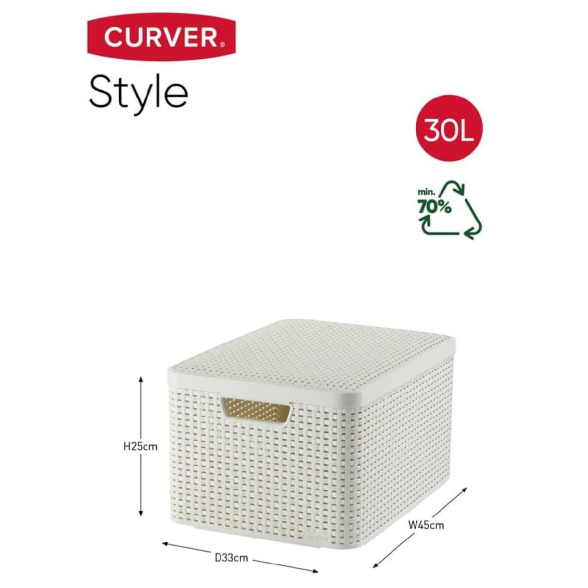 CURVER Curver Boîte de rangement avec couvercle Style L 30 L Blanc creme