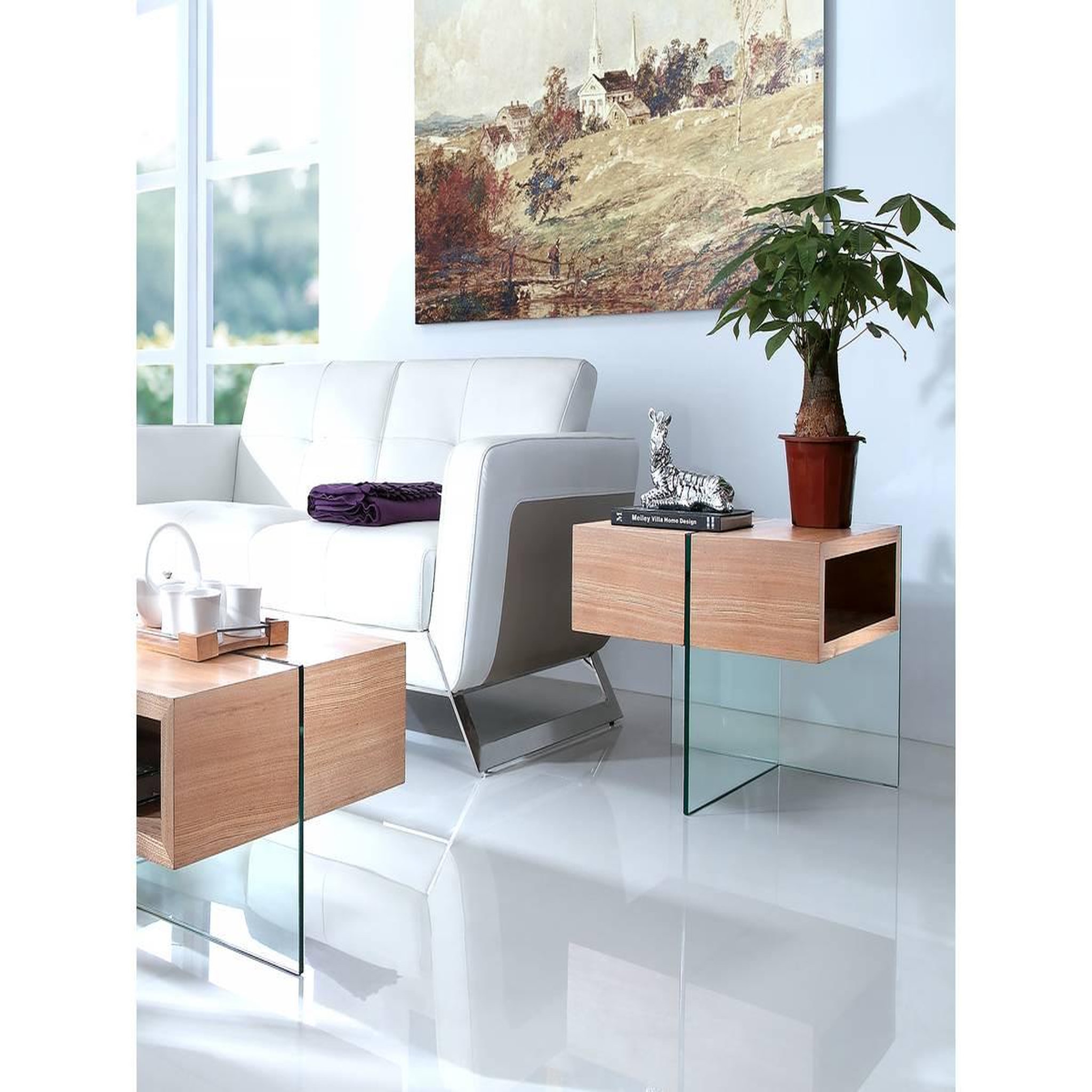 Voir la diapositive 3 : Habitat et Jardin Table basse  venezia  - 60 x 60 x 50 cm -  finition chêne