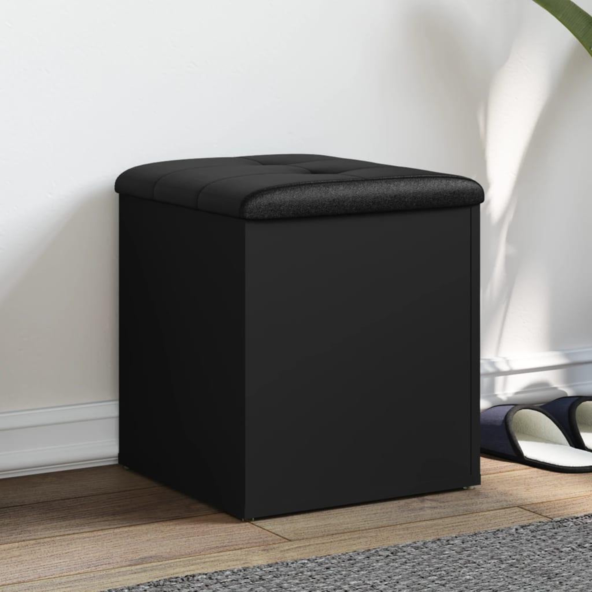 VIDAXL Banc de rangement noir 42x42x45 cm bois d'ingenierie
