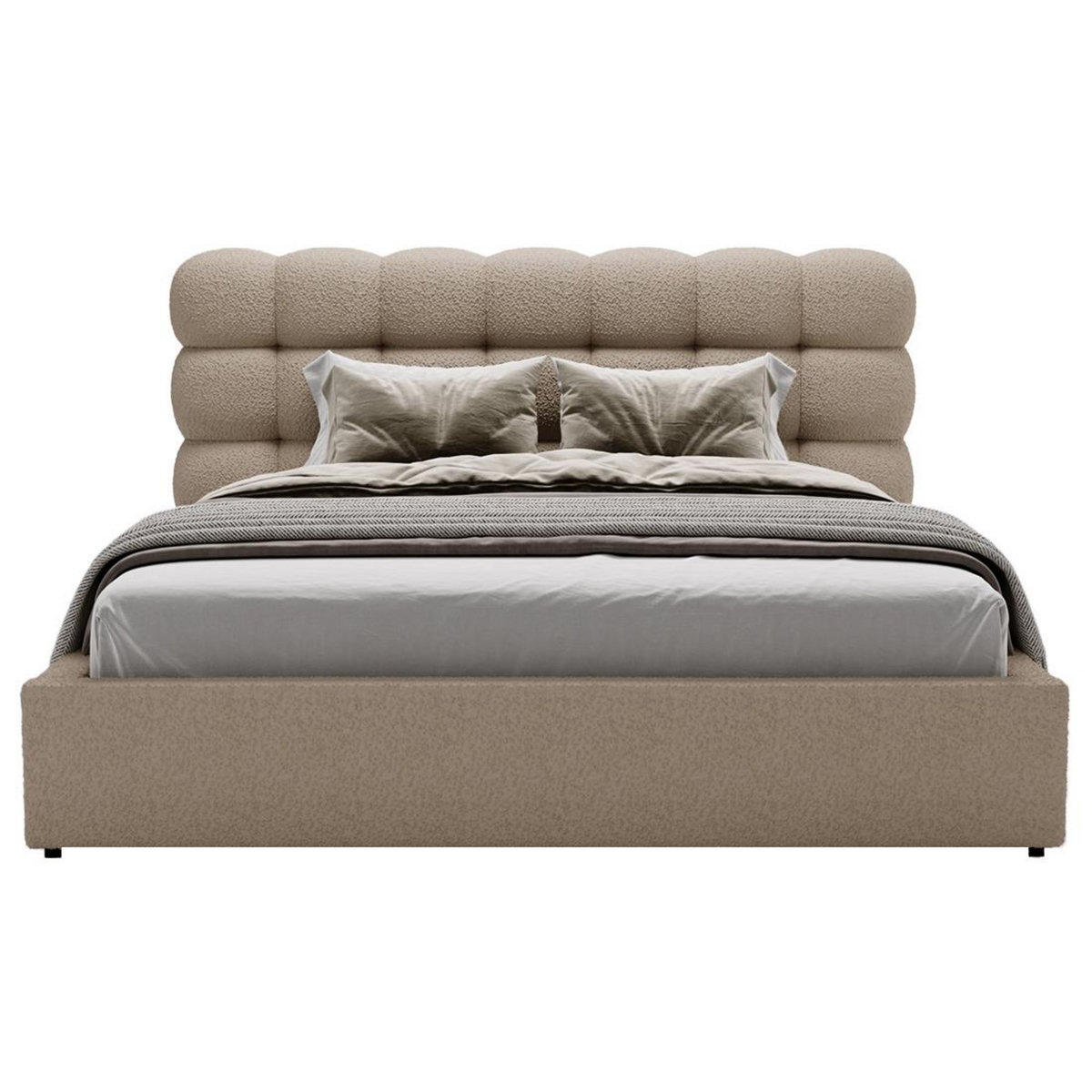 BEST MOBILIER Lotus - lit coffre - 160x200 cm - sommier inclus - en tissu bouclette