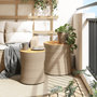 Voir la diapositive 3 : VIDAXL Tables d'appoint de jardin 2pcs dessus en bois beige poly rotin