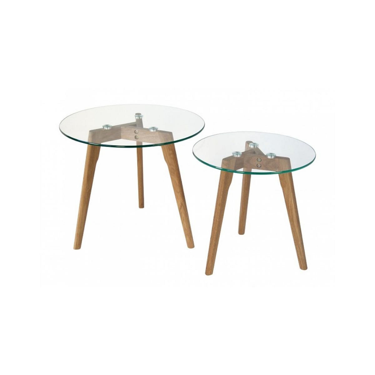 HomeStyle4U 2 Tables basses rondes en verre