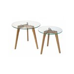 HomeStyle4U 2 Tables basses rondes en verre