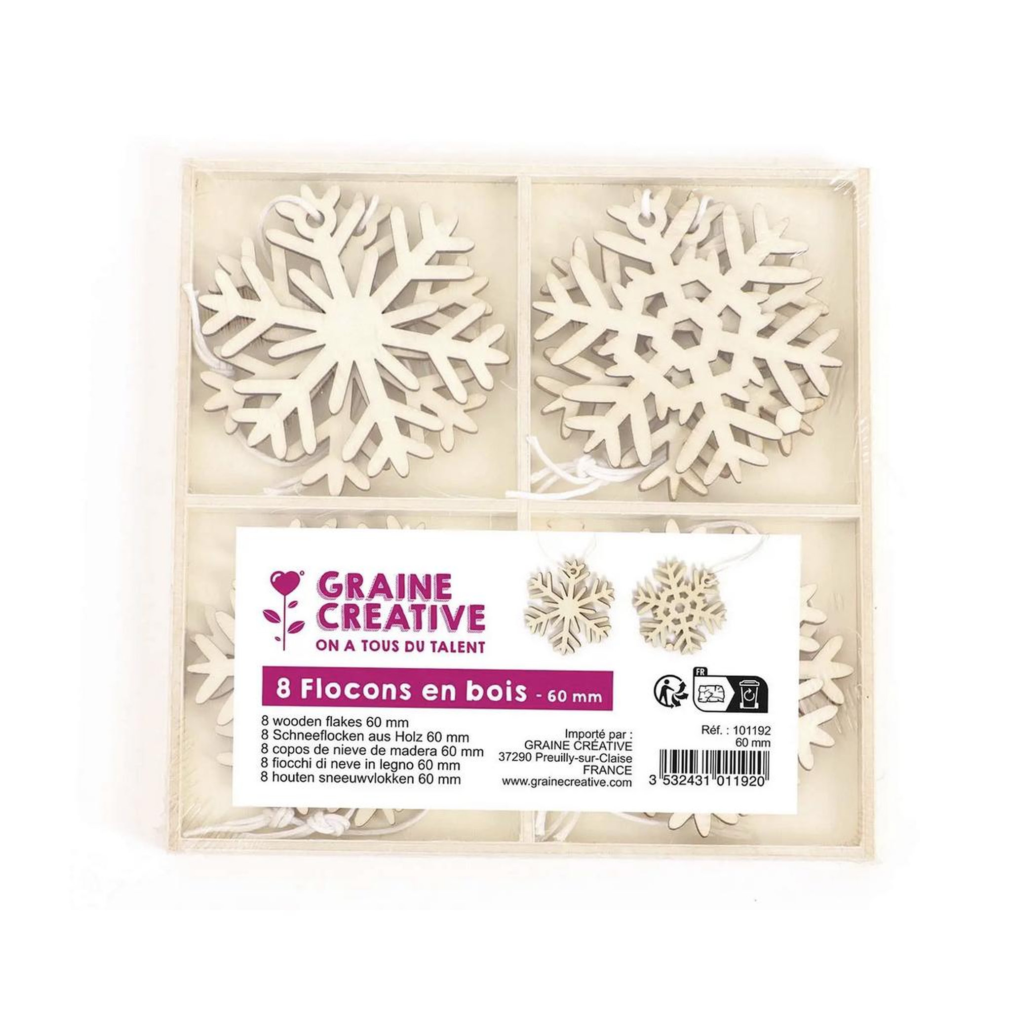 Voir la diapositive 1 : Graine créative Flocons de neige en bois -decoration de noel
