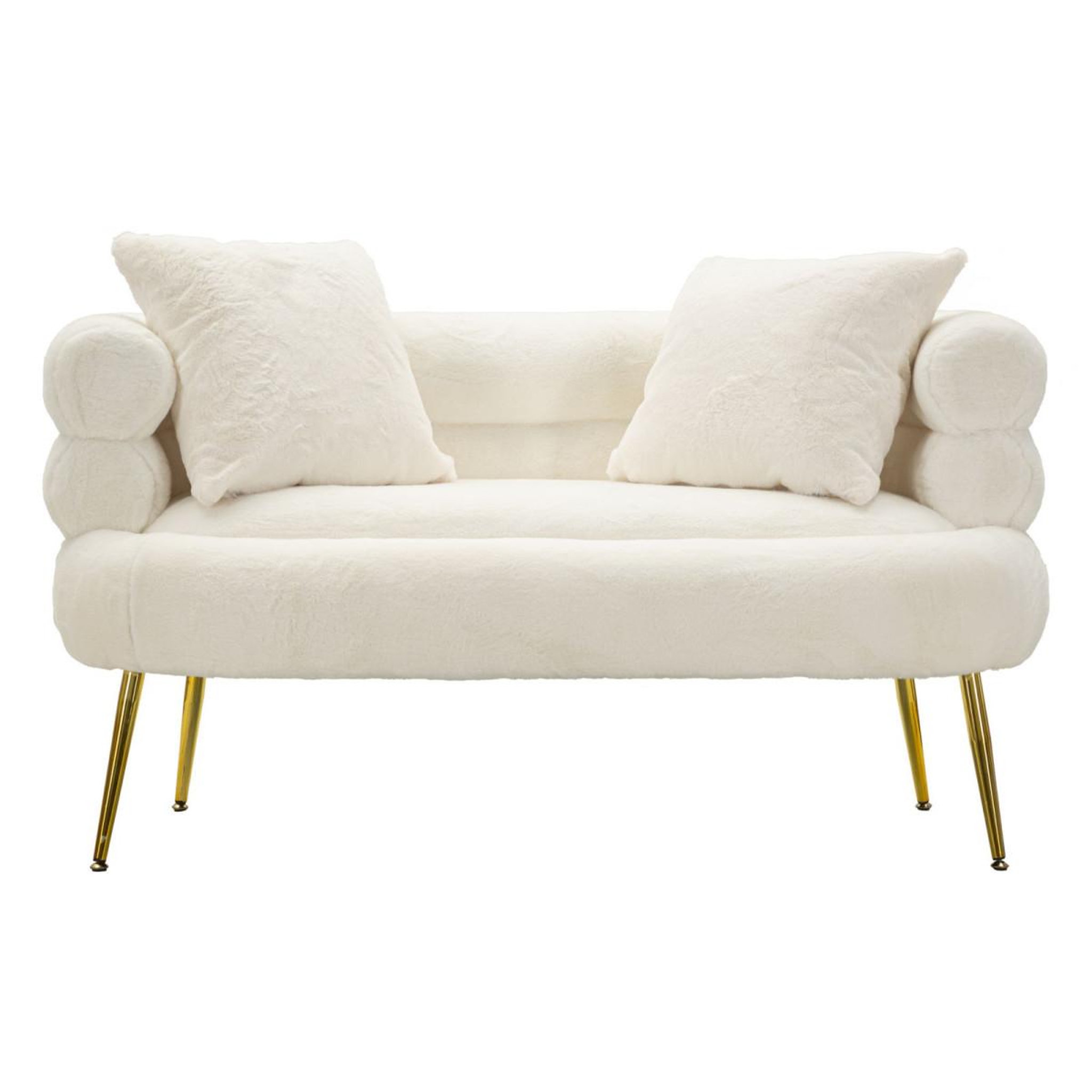 Voir la diapositive 2 : Paris Prix Canapé 2 places imitation fourrure  soffy+  133cm blanc & or