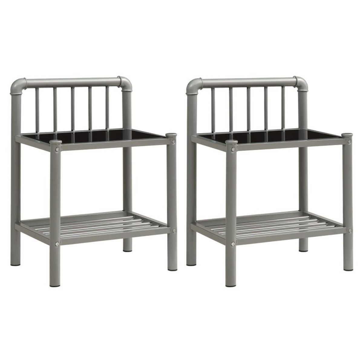 VIDAXL Tables de chevet 2 pcs Gris et noir Metal et verre