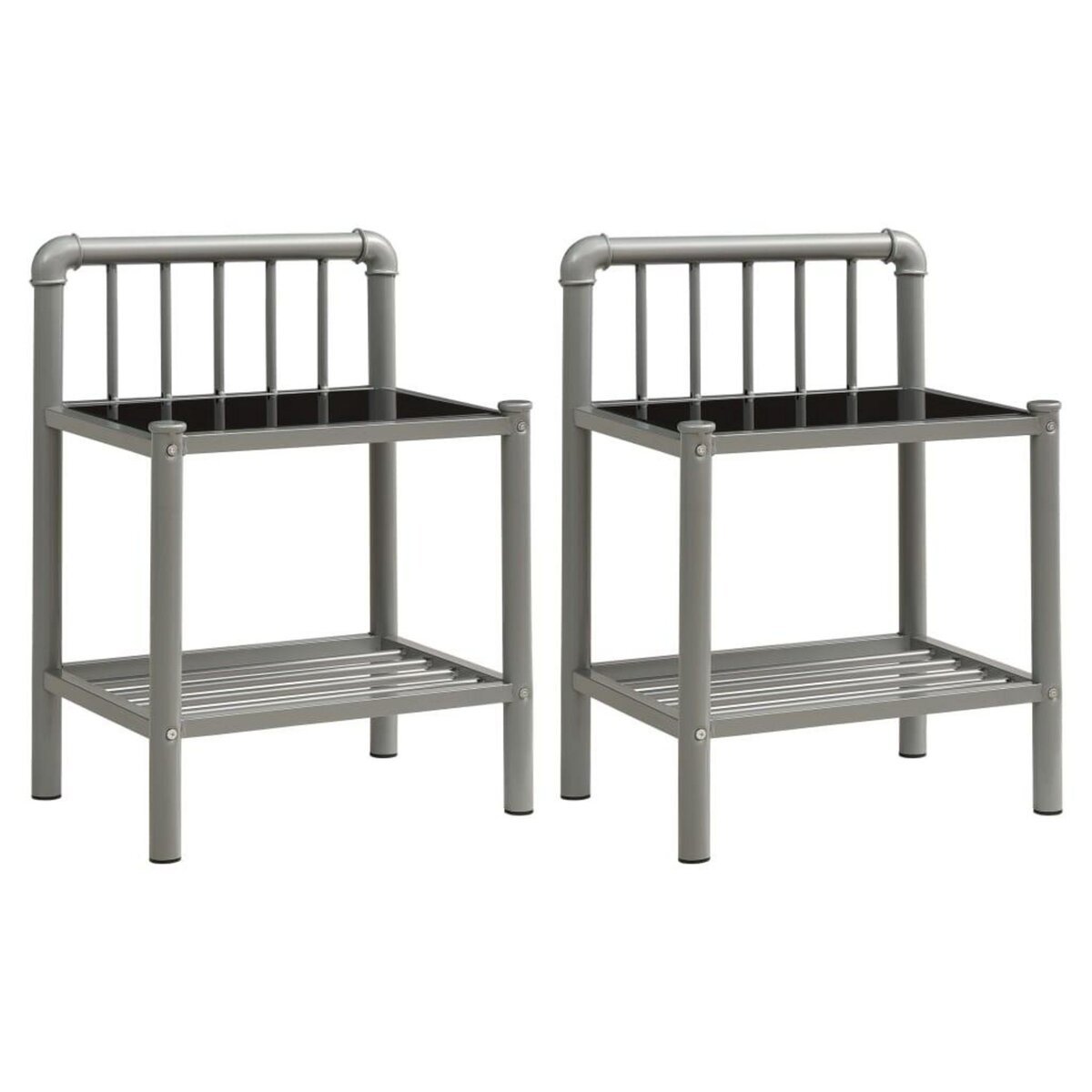 VIDAXL Tables de chevet 2 pcs Gris et noir Metal et verre