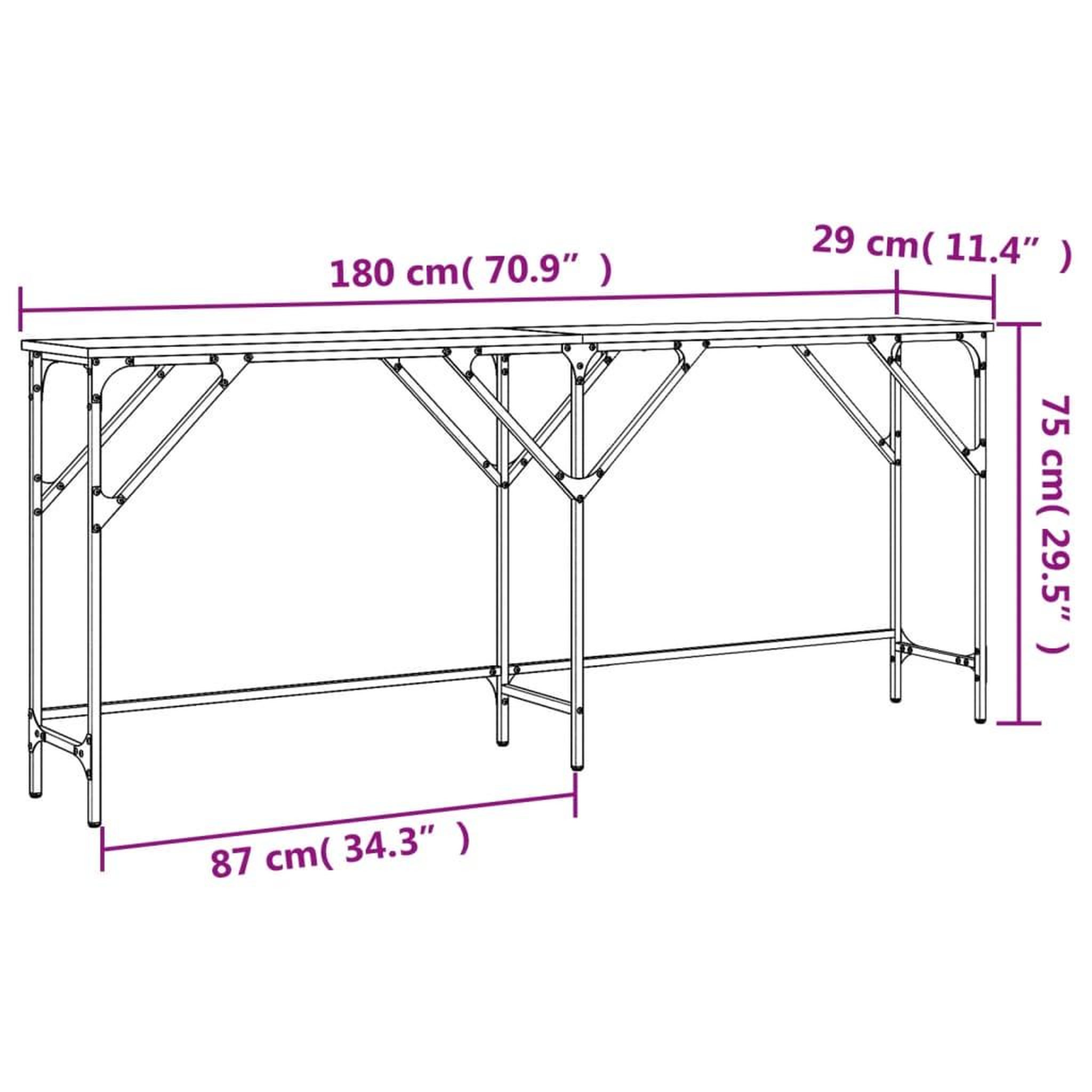 Voir la diapositive 6 : VIDAXL Table console sonoma gris 180x29x75 cm bois d'ingenierie