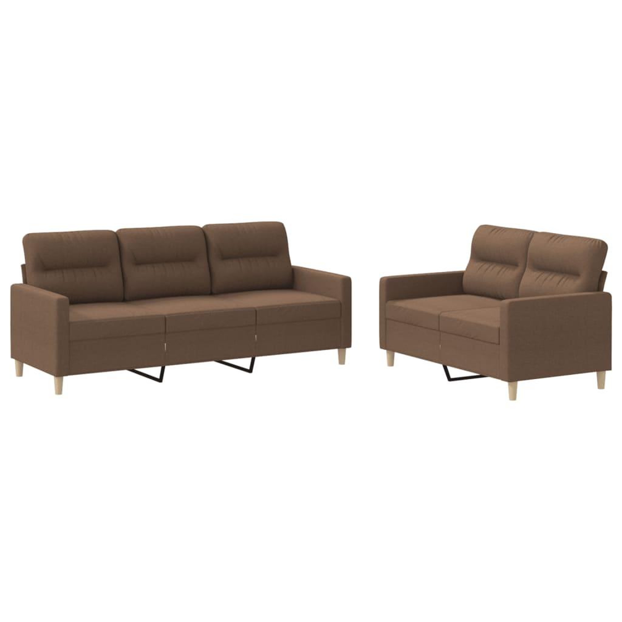 Voir la diapositive 2 : VIDAXL Ensemble de canapes 2 pcs avec coussins Marron Tissu