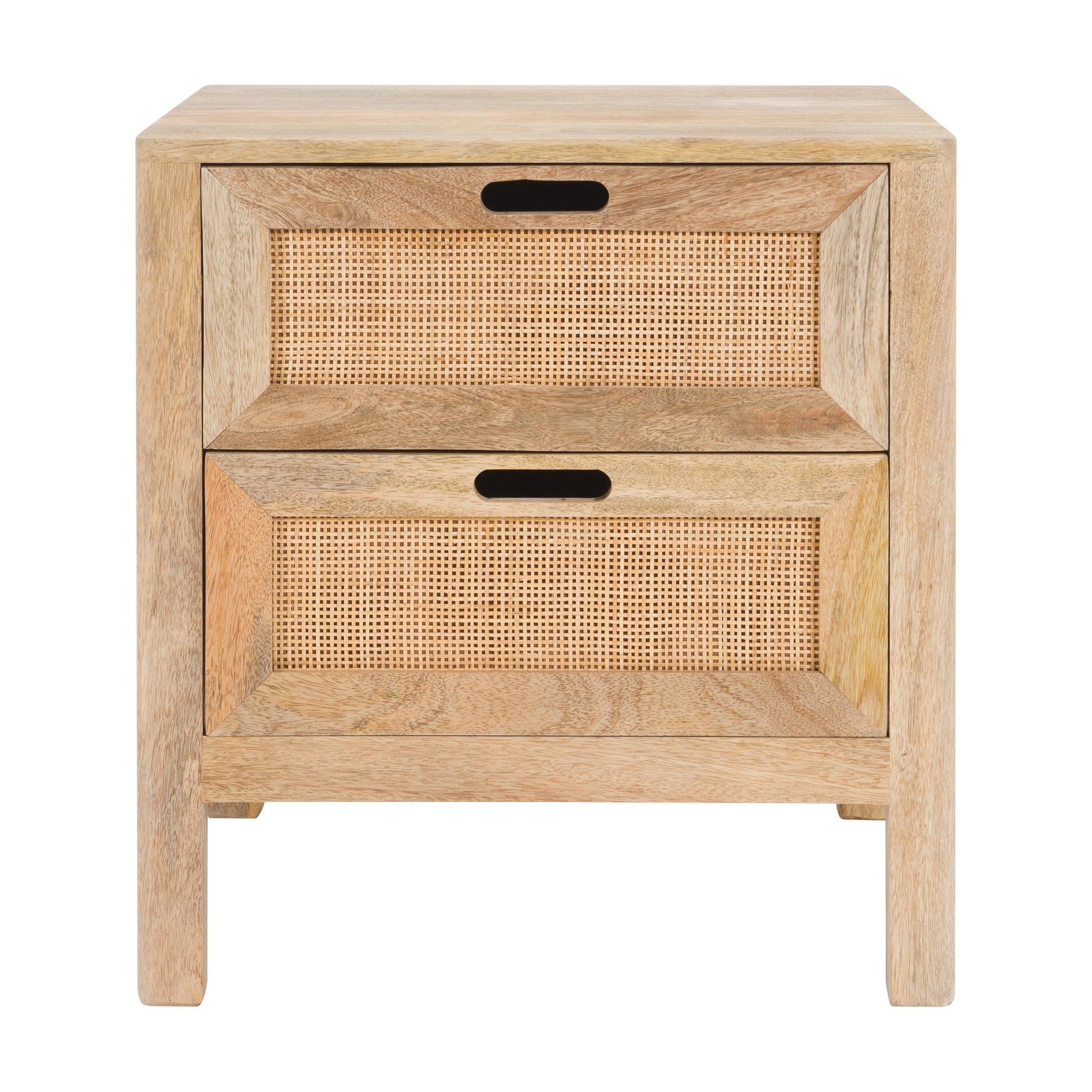 MAISON PAVANE Table de chevet 2 tiroirs en bois de manguier et cannage-félix