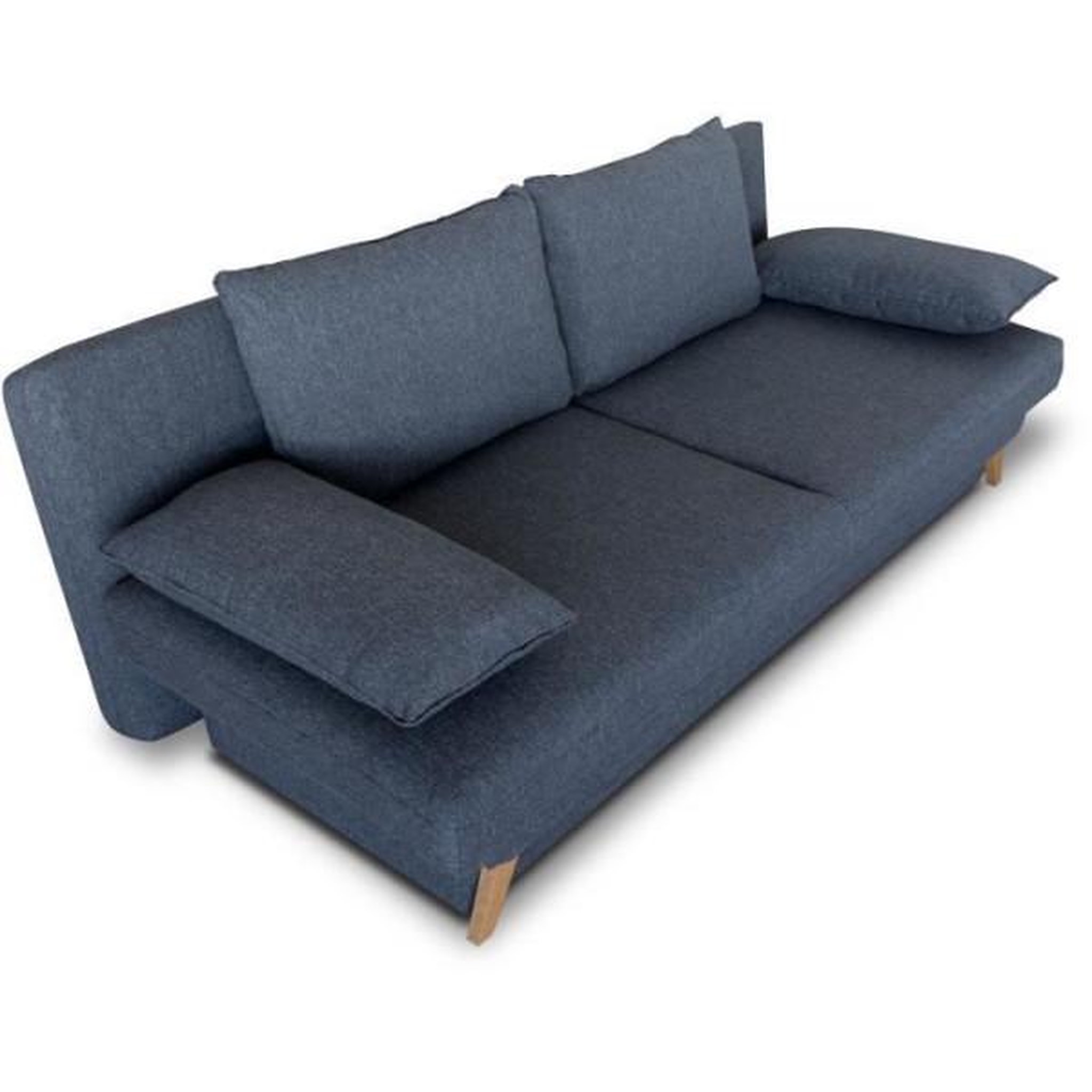 Voir la diapositive 3 : Banquette convertible - 3 places - NAOTO - Tissu bleu foncé - Coffre de rangement - 202 x 98 x 98 cm