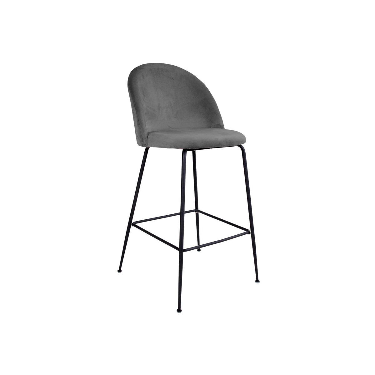 LISA DESIGN Antigua - lot de 2 tabourets de bar - en velours gris