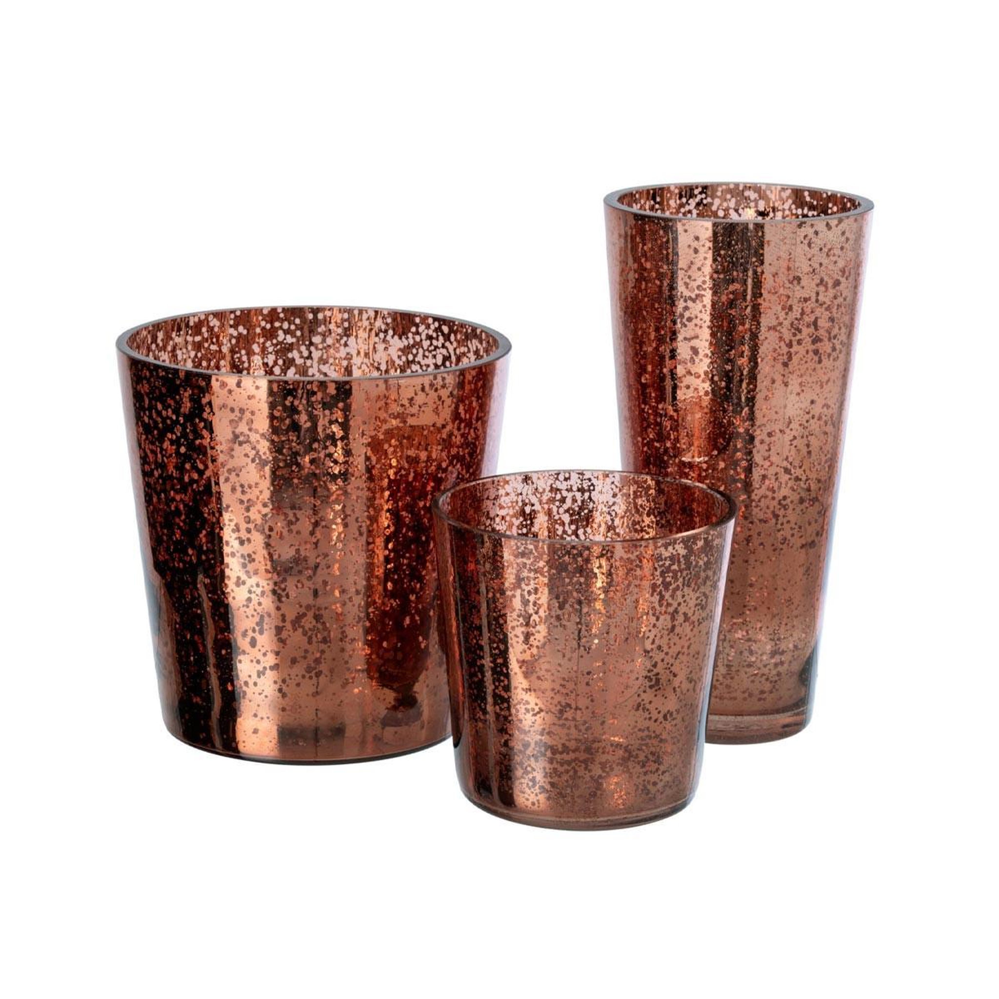 Voir la diapositive 3 : J-LINE Photophore design en verre  ember  22cm marron