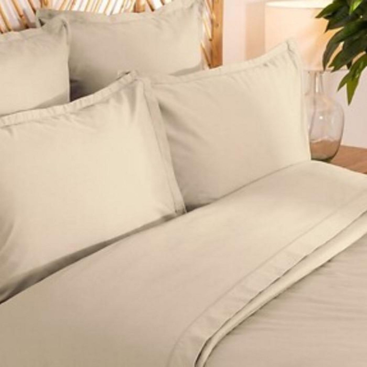 ATMOSPHERA Parure de Lit 3 Pièces  Percale  260x240cm Beige Lin