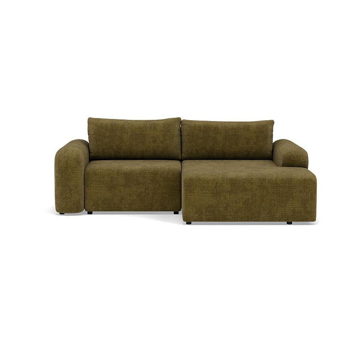 BEST MOBILIER Rebecca - canapé d'angle droit 4 places convertible avec coffre en velours texturé