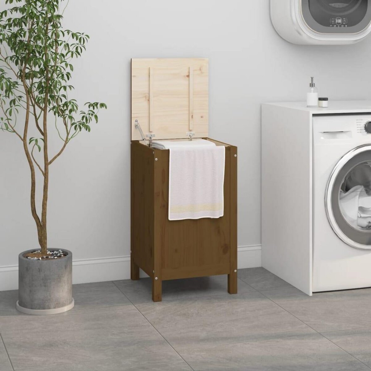 vidaXL Panier à linge blanc 88,5x44x76 cm Bois massif de pin - Achat & prix